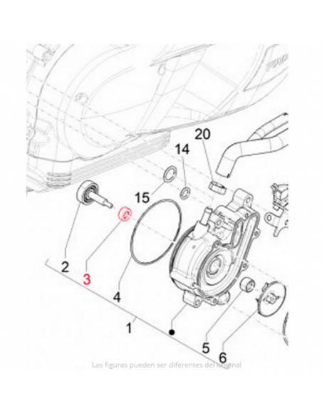 RETEN BOMBA AGUA PIAGGIO MEDLEY 125-150CC IGET 4V,VESPA GTS 125 IGET 4V(16-22)(8X16X7MM)